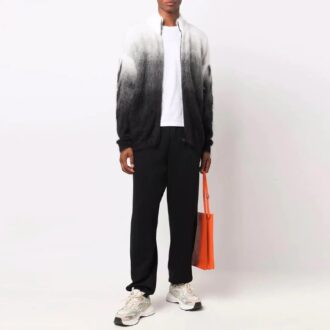Off-White Men’ s FW21 Arrows Pattern Jacquard Gradient Zipper Cardigan Wool Sweater Loose Fit Black Off-White Men’ s FW21 Arrows Pattern Jacquard Gradient Zipper Cardigan Wool Sweater Loose Fit Black