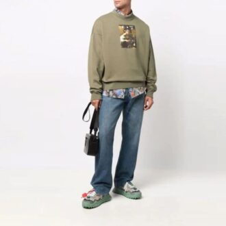 Off-White Men’ s FW21 Caravaggio Painting Hoodless Loose Fit Green Off-White Men’ s FW21 Caravaggio Painting Hoodless Loose Fit Green