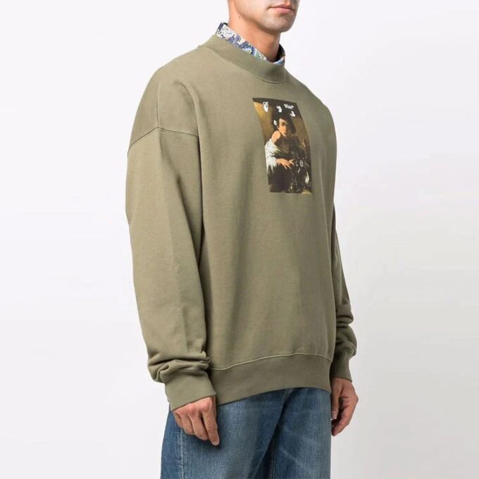 Off-White Men’ s FW21 Caravaggio Painting Hoodless Loose Fit Green