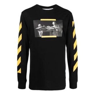 Off-White Men’ s FW21 Caravaggio Painting Long Sleeves Black T-Shirt Off-White Men’ s FW21 Caravaggio Painting Long Sleeves Black T-Shirt