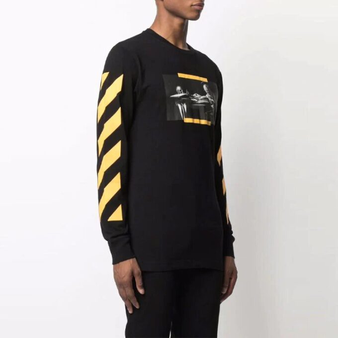 Off-White Men’ s FW21 Caravaggio Painting Long Sleeves Black T-Shirt
