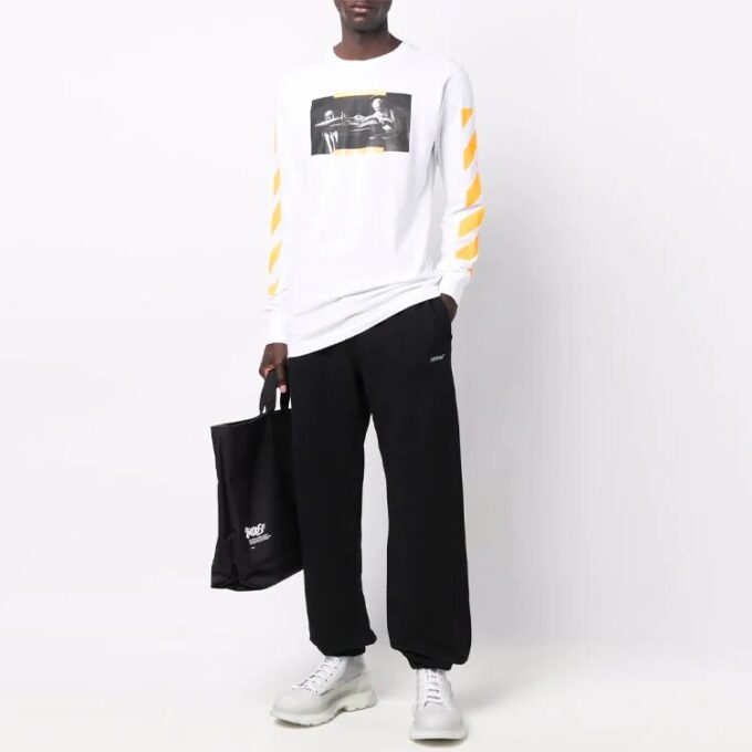 Off-White Men’ s FW21 Caravaggio Painting Long Sleeves White T-Shirt