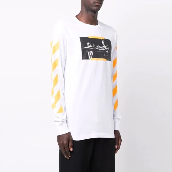 Off-White Men’ s FW21 Caravaggio Painting Long Sleeves White T-Shirt
