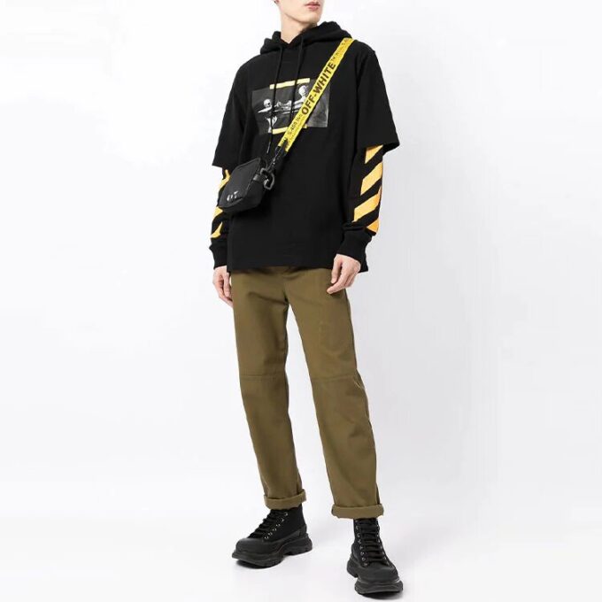 Off-White Men’ s FW21 Caravaggio Painting Pattern Loose Fit Black