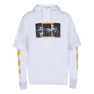 Off-White Men’ s FW21 Caravaggio Painting Printing Pullover Loose Fit White Off-White Men’ s FW21 Caravaggio Painting Printing Pullover Loose Fit White