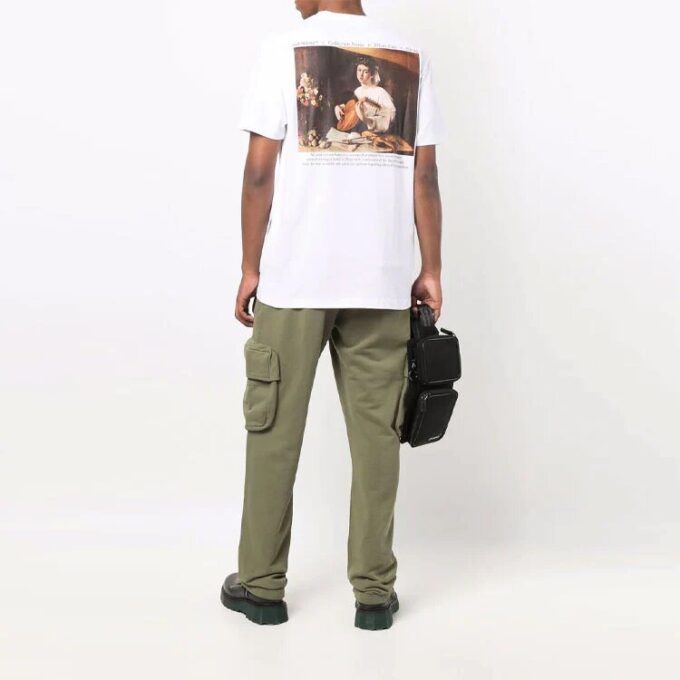 Off-White Men’ s FW21 Caravaggio Printing Short Sleeve White T-Shirt
