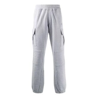 Off-White Men’ s FW21 Cargo Pocket Sports Pants/Trousers/Joggers Gray