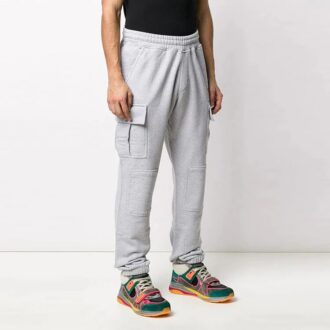 Off-White Men’ s FW21 Cargo Pocket Sports Pants/Trousers/Joggers Gray