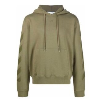 Off-White Men’ s FW21 Casual Hooded Printing Loose Fit Green