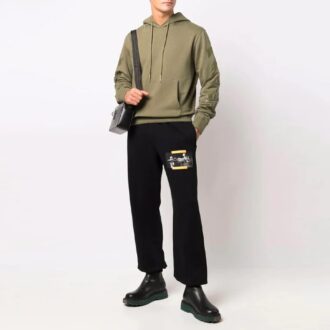 Off-White Men’ s FW21 Casual Hooded Printing Loose Fit Green