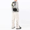 Off-White Men’ s FW21 Chest Logo Printing Back Arrow Pattern Long Sleeves Loose Fit Gray