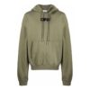 Off-White Men’ s FW21 Chest Logo Printing Drawstring Hood Long Sleeves Loose Fit Green