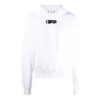 Off-White Men’ s FW21 Chest Logo Printing Drawstring Hood Long Sleeves Loose Fit White