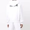 Off-White Men’ s FW21 Chest Logo Printing Drawstring Hood Long Sleeves Loose Fit White