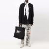 Off-White Men’ s FW21 Chest Logo Printing Round Neck Pullover Loose Fit Black