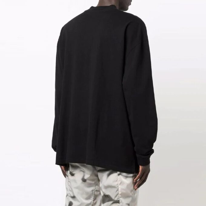 Off-White Men’ s FW21 Chest Logo Printing Round Neck Pullover Loose Fit Black