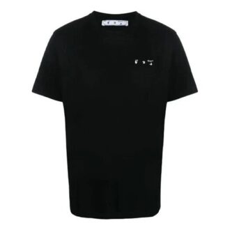 Off-White Men’ s FW21 Chest Logo Round Neck Short Sleeve Black T-Shirt