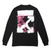Off-White Men’ s FW21 Color Painting Arrow Round Neck Pullover Long Sleeves Slim Fit Black T-Shirt