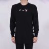 Off-White Men’ s FW21 Color Painting Arrow Round Neck Pullover Long Sleeves Slim Fit Black T-Shirt