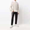 Off-White Men’ s FW21 Colorblock Round Neck Pullover Wool Sweater Loose Fit Beige