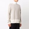 Off-White Men’ s FW21 Colorblock Round Neck Pullover Wool Sweater Loose Fit Beige