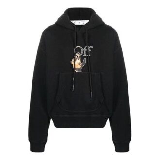 Off-White Men’ s FW21 Funny Logo Printing Pullover Loose Fit Black Off-White Men’ s FW21 Funny Logo Printing Pullover Loose Fit Black