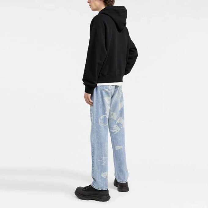 Off-White Men’ s FW21 Funny Logo Printing Pullover Loose Fit Black