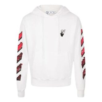 Off-White Men’ s FW21 Gradient Arrow Logo Adornment Hooded Loose Fit White Off-White Men’ s FW21 Gradient Arrow Logo Adornment Hooded Loose Fit White