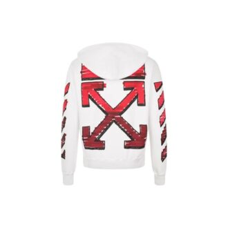 Off-White Men’ s FW21 Gradient Arrow Logo Adornment Hooded Loose Fit White Off-White Men’ s FW21 Gradient Arrow Logo Adornment Hooded Loose Fit White