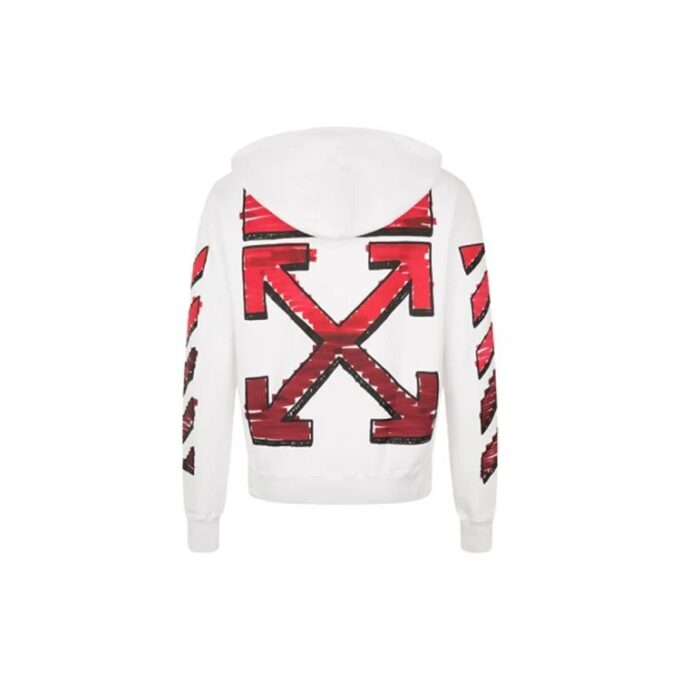Off-White Men’ s FW21 Gradient Arrow Logo Adornment Hooded Loose Fit White
