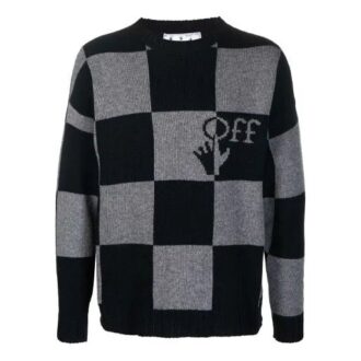 Off-White Men’ s FW21 Grid Logo Intarsia Knit Ordinary Version Black Off-White Men’ s FW21 Grid Logo Intarsia Knit Ordinary Version Black