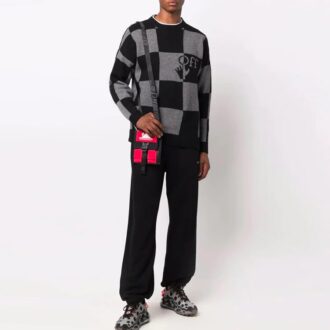 Off-White Men’ s FW21 Grid Logo Intarsia Knit Ordinary Version Black Off-White Men’ s FW21 Grid Logo Intarsia Knit Ordinary Version Black