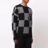 Off-White Men’ s FW21 Grid Logo Intarsia Knit Ordinary Version Black