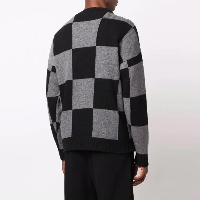 Off-White Men’ s FW21 Grid Logo Intarsia Knit Ordinary Version Black
