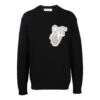 Off-White Men’ s FW21 Hands Off Logo Alphabet Round Neck Wool Sweater Loose Fit Black