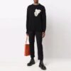 Off-White Men’ s FW21 Hands Off Logo Alphabet Round Neck Wool Sweater Loose Fit Black