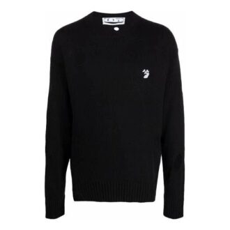 Off-White Men’ s FW21 Hollow Out Circular Round Neck Long Sleeves Pullover Wool Sweater Loose Fit Black Off-White Men’ s FW21 Hollow Out Circular Round Neck Long Sleeves Pullover Wool Sweater Loose Fit Black