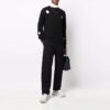 Off-White Men’ s FW21 Hollow Out Circular Round Neck Long Sleeves Pullover Wool Sweater Loose Fit Black