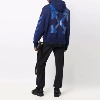 Off-White Men’ s FW21 Iconic Arrow Pattern Drawstring Loose Fit Blue