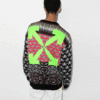Off-White Men’ s FW21 Knit Round Neck Long Sleeves Wool Sweater Loose Fit Black