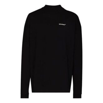 Off-White Men’ s FW21 Logo Alphabet Arrow Round Neck Long Sleeves Loose Fit Black T-Shirt Off-White Men’ s FW21 Logo Alphabet Arrow Round Neck Long Sleeves Loose Fit Black T-Shirt
