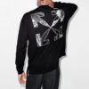 Off-White Men’ s FW21 Logo Alphabet Arrow Round Neck Long Sleeves Loose Fit Black T-Shirt