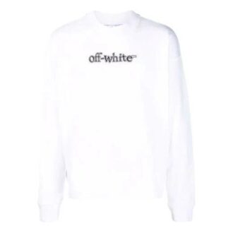 Off-White Men’ s FW21 Logo Alphabet Printing Round Neck Pullover Loose Fit White Off-White Men’ s FW21 Logo Alphabet Printing Round Neck Pullover Loose Fit White