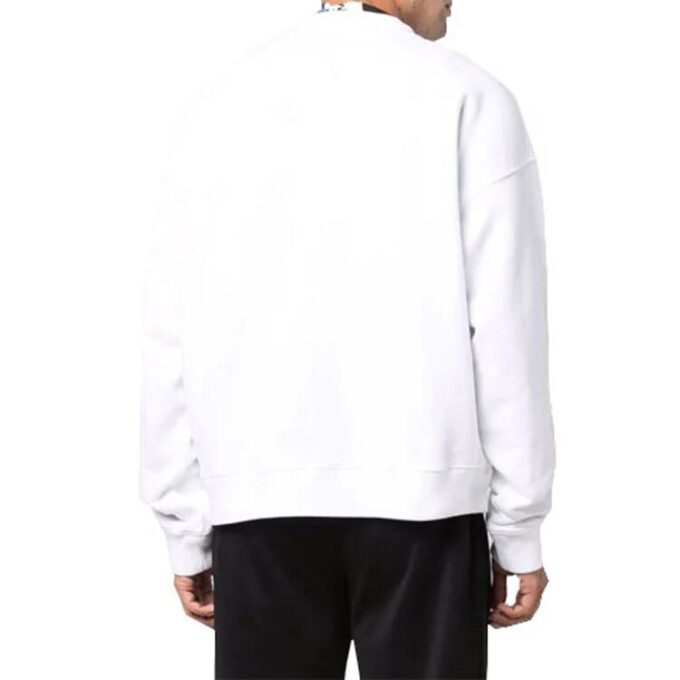 Off-White Men’ s FW21 Logo Alphabet Printing Round Neck Pullover Loose Fit White