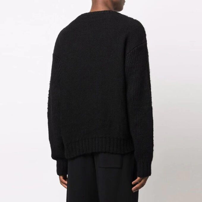 Off-White Men’ s FW21 Logo Arrow Pattern Long Sleeves Wool Sweater Black