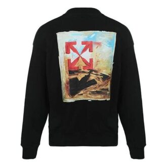 Off-White Men’ s FW21 Logo Arrow Pattern Printing Pullover Loose Fit Black Off-White Men’ s FW21 Logo Arrow Pattern Printing Pullover Loose Fit Black