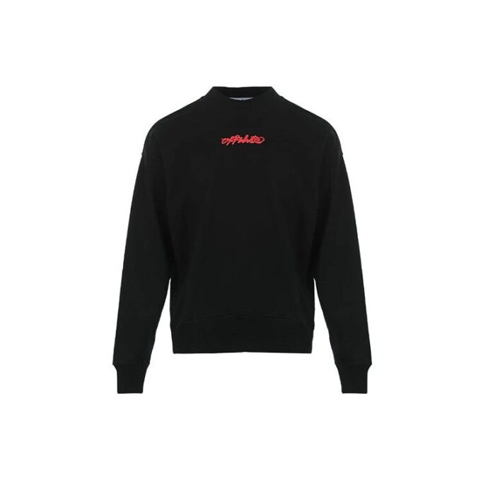 Off-White Men’ s FW21 Logo Arrow Pattern Printing Pullover Loose Fit Black