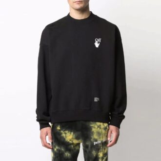 Off-White Men’ s FW21 Logo Caravaggio Arrow Round Neck Long Sleeves Loose Fit Black Off-White Men’ s FW21 Logo Caravaggio Arrow Round Neck Long Sleeves Loose Fit Black