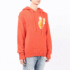 Off-White Men’ s FW21 Logo Intarsia Knit Pullover Hooded Wool Sweater Loose Fit Orange