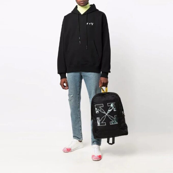 Off-White Men’ s FW21 Logo Pattern Loose Fit Black